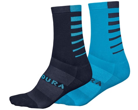 Endura Coolmax Stripe Socks (Electric Blue) (Twin Pack) (2 Pairs) (S/M)